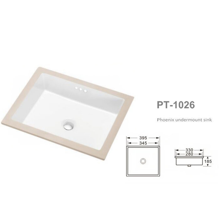 15" Undermount Ceramic Sink White