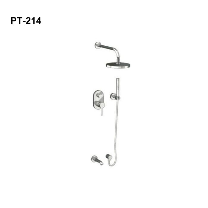 Brass Rainfall Shower Set With Waterfall Tub Spout and Handshower