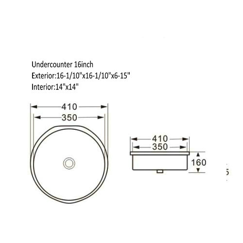 16" Undermount Rectangualr Ceramic White Sink