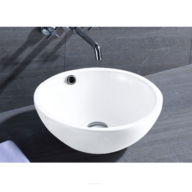 Small Round Vessel Porcelain Ceramic Vitreous Bathroom Sink in White