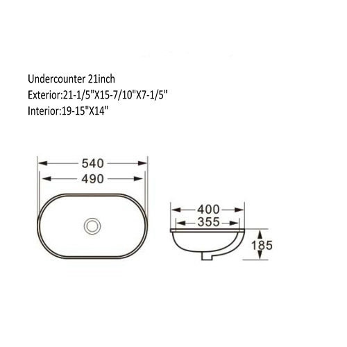 23" Undermount Ceramic White Sink