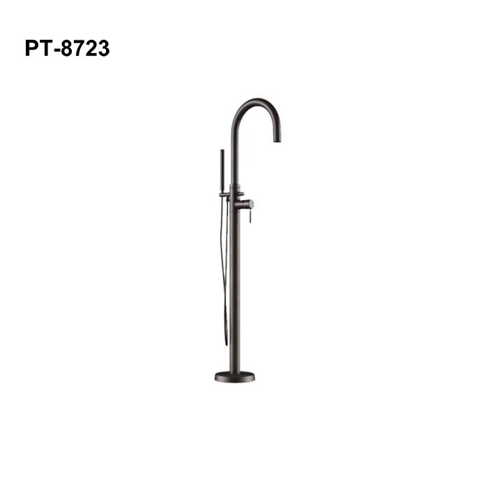 Modern Freestanding Faucet, Shower Wand, Polished Chrome