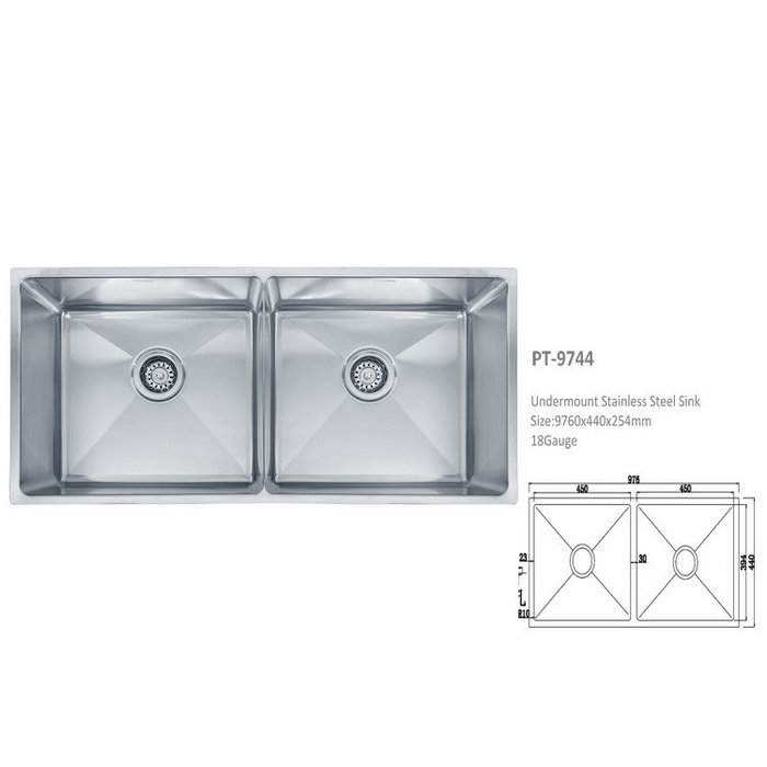 Stainless Steel Undermount 50/50 Double Bowl Kitchen Sink