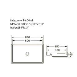 16inch Undermount Rectangualr Ceramic White Sink