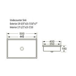 20 inch Undermount Rectangualr Ceramic White Sink