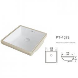 16"x16" Undermount Square Ceramic Sink