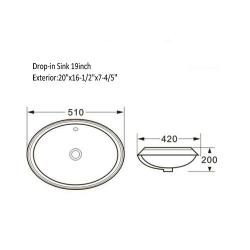 19inch Overall Ceramic White Sink