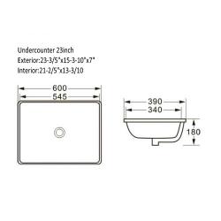 23" Undermount Rectangualr Ceramic White Sink