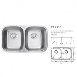 Double Undermount Kitchen Sink, Stainless Steel